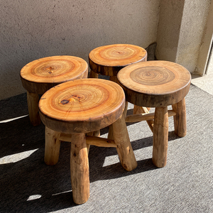 矮凳香樟木儿童成人小板凳家用原木花架底座换鞋椅子圆形实木边几