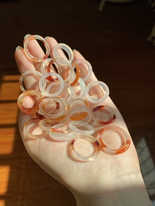 天然冰透戒圈3mm6mm男女戒指玛瑙玉髓白冰花色鸿运当头礼物情侣