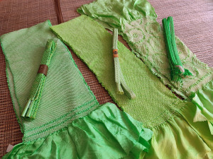 特价 日本女士和服小物 绞纹 绿色系正绢带缔带扬 练习品 和枫馆