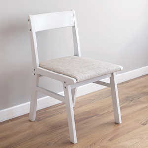 家用实木餐椅象牙白椅子靠背书桌椅简约现代布艺咖啡椅休闲椅特价
