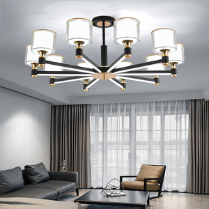 北欧客厅吊灯2022年新款现代简约大气防尘12头灯臂发光轻奢大厅灯