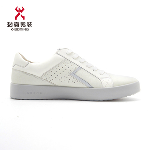 劲霸男士休闲鞋新品时尚单鞋圆头牛皮轻便舒适板鞋男ppxc2388