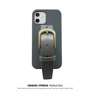 冷淡风灰手腕腕带植鞣皮带适用于苹果iPhone15pro 14promax13 12手机壳