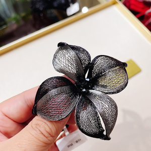 jiali韩国代购手工铜丝编织撞色花朵发绳扎马尾皮筋发圈绑发头饰