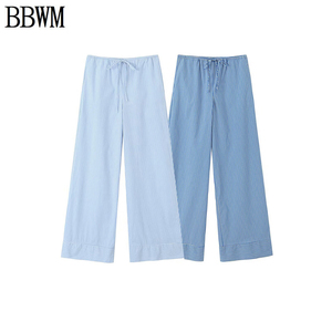 BBWM 新款 欧美女装弹力腰身系带条纹长裤 6929410 044