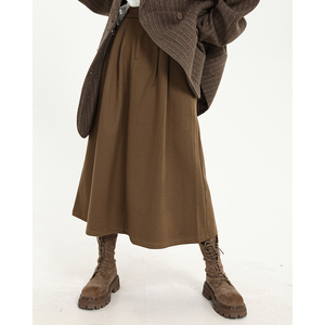 赛小懒a字半身裙女秋冬棕色高腰显瘦中长款裙子冬季百搭复古长裙
