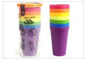 乐扣彩虹水杯PP材质套装 郊游可用旅行塑料茶果汁杯
