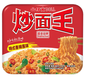 香港公仔炒面王特式香辣酱味 112g*12盒整箱香辣拌面速食泡面捞面