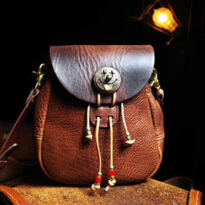 旧嘢贩革原创"扯线人偶"迷你复古印第安民族风斜挎单肩皮包男女
