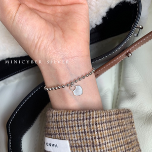 002人付款淘宝minicyber正品925纯银爱心锁圆珠手链手镯