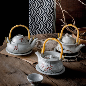 日式陶瓷海鲜汤壶日本土瓶蒸瓷器土器创意茶壶配茶杯日韩料理餐具
