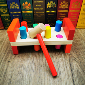 早教教具儿童打桩台敲打台击桩乐木制 2-3岁宝宝趣味智力益智玩具