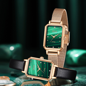 【大粒儿粉丝专享】geya格雅小方表系列孔雀绿石英女表76081