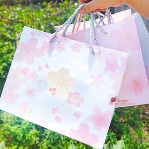 包邮粉色樱花包装袋纸袋创意手提袋礼品袋生日礼物手拎袋收纳袋