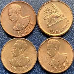 埃塞俄比亚 1936年1分硬币 持权杖带皇冠雄狮 海尔塞拉西皇帝头像