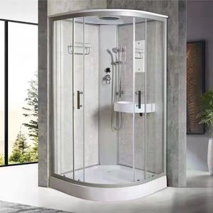 简易整体淋浴房浴室一体式蒸汽房封闭式家用洗澡房狐扇形玻璃隔断