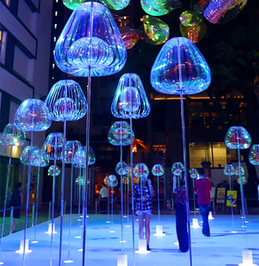 户外互动旋转七彩水母泡泡灯幻彩灯商场广场公园打卡美陈装饰