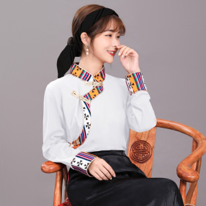 中国风改良唐装旗袍藏族蒙古少数民族女装上衣草原跳舞表演服装女