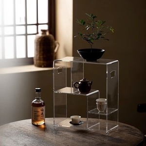 透明亚克力桌面茶具茶杯收纳架置物架茶壶展示架博古架高档杯子架