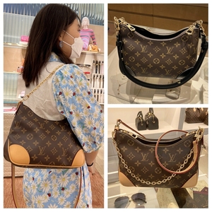 LV/路易威登女包BOULOGNE老花牛角包链条包单肩包斜跨包M45832