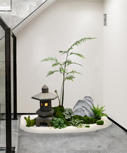 新中式仿真玻璃钢假山室内造景楼梯口橱窗阳台旱景装饰品落地摆件