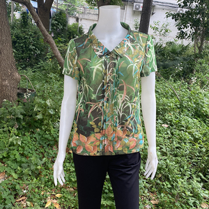 卡亚卡2024夏装新款专柜正品女装妈妈装T9053台湾网纱短袖套头T恤