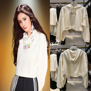 三叶草女装阿迪杨幂同款花卉摩登风连帽运动休闲套头衫卫衣gp3495