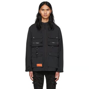 izzue izzue 黑色尼龙夹克短外套2022春夏奢侈品男中性款防风夹