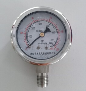 新款乔木电气635kn压力表 千牛表指针式高压不锈钢耐震充油表