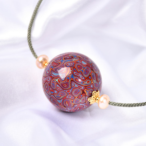 慕礼大漆珠锁骨链吊坠项坠配饰女士佛珠项链饰品水晶欧珀犀皮漆器