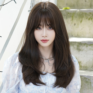 假发女长发层次感中长直发自然新款整顶披肩发全头套纯色逼真发型