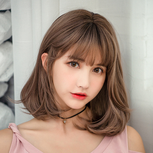 假发女短发中长梨花烫齐肩短卷发温婉随性圆脸自然锁骨发型全头套