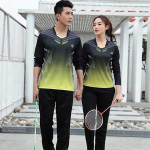 新款秋冬长袖羽毛球服套装男女运动速干长裤气排网乓乓球训练衣服