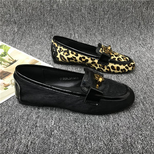 品牌撤柜tommys queen春秋新款马毛女鞋平底浅口豹