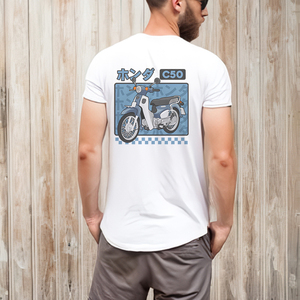 复古机车二冲精神本田幼兽c50日系摩托车改装文化宽松短袖个性t恤
