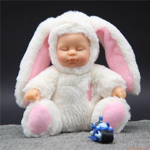 睡萌娃娃坐姿兔子 仿真闭眼宝宝睡眠毛绒公仔玩具圣诞节礼物礼品