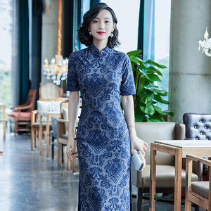 朵拉芭娜老上海旗袍女夏季复古中国风棉麻日常改良长款优雅妈妈装