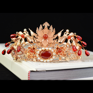 裳容手作 扬鹃花汉服发冠头饰花神冠 发冠头饰头冠长流苏古风发钗