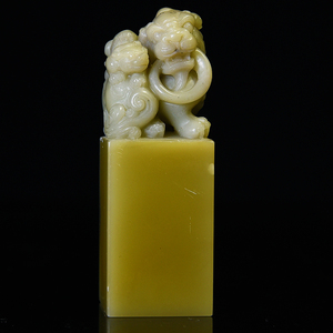 【西泠印社】四大国石青田石菜花黄古狮钮方章篆刻定制石章金石印章