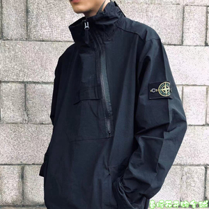 正品stone island石头岛斜拉链机能冲锋衣防风夹克工装宽松外套男