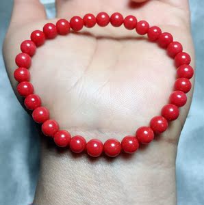 慕鸣珠宝 红宝石圆珠手链 本命年红色女款单圈手串 可定制