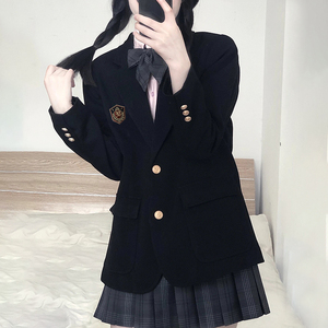 jk制服西装外套女秋冬季学院风学生黑色校供感小个子西服校服上衣