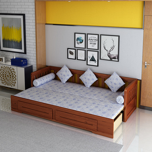 实木沙发床推拉两用可折叠床小户型可以当床多功能双人沙发定制