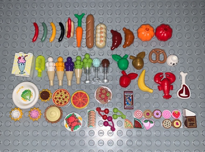 lego 乐高 食物配件 水果 面包 披萨 热狗  饼干 蛋糕 苹果 牛排