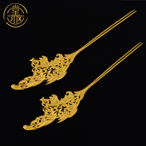 江夏堂 复原唐代文物纯银镀金云纹发簪〖嫣歌〗 发饰 汉服首饰