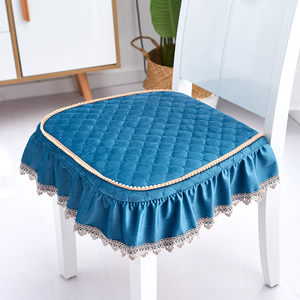 秋冬加厚毛绒防滑椅子垫可拆洗带绑带欧式餐椅垫家用学生凳子座垫