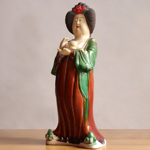 仿古唐三彩陶瓷仕女俑摆件女俑侍女俑胖妞肥婆陶俑艺术品古玩古董