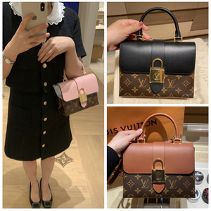 lv/路易威登女包locky bb老花拼皮手提包邮差包单肩锁头包m44141