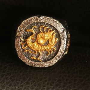 男款纯银复古戒指四大神兽朱雀戒指中国传统民族手工银饰宝银号