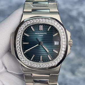 百达翡丽运动优雅5719g鹦鹉螺18k白金原镶钻40mm日期显示机械手表